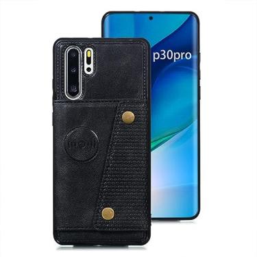 Imagem de Capa carteira para porta-cartões para Huawei P30 Pro P20 Lite 2019 Mate 40 30 20 Honor 9X 20 Lite Pro Leather Slot para cartão Capa traseira, preto, para Y9A