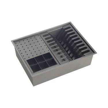 Imagem de Escorredor Embutido Para Cozinha Gourmet Aço Inox 304 Baniwa 43x33 cm Pingoo.casa - Preto