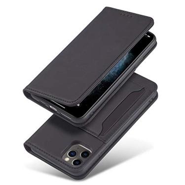 Imagem de Capa de couro para iPhone 14 Pro Max/14 Plus/14 Pro/14, capa carteira magnética fólio, capa de suporte de proteção total com suporte para cartão, preto, 14 Pro Max 6,7"