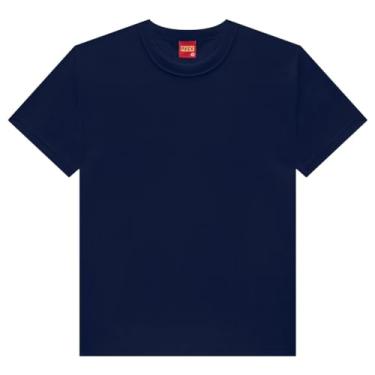 Imagem de Camiseta Infantil KYLY Menino Básica Blusa Camisa Tam 10 a16 Cor:Marinho;Tamanho:12
