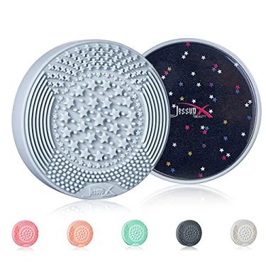 Imagem de Jessup Tapete de limpeza de pincel de maquiagem com esponja de remoção de cor, limpador de pincel de maquiagem de silicone 2 em 1 (azul Skyway), A004