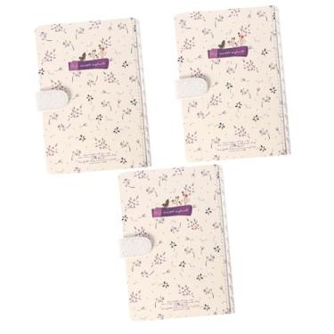 Imagem de NUOBESTY 3 Pecas caderno padrão floral caderno de capa dura diário diário floral caderno de fecho magnético pequeno e fresco flores brilho labial