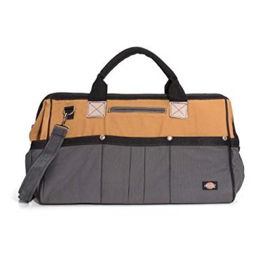 Imagem de Dickies Work Gear Bolsa de trabalho de lona durável de 50 cm para pintores, carpinteiros e construtores, zíper resistente, alças reforçadas, bolsos externos, alça de ombro, cinza/bronze (57033)