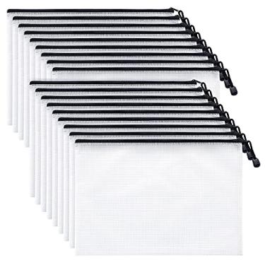 Imagem de Bolsa de documentos Mifflin de malha com zíper (preta, tamanho de letra A4, pacote com 50), sacos transparentes com zíper, bolsas de plástico à prova d'água, grande (G) bolsa com zíper