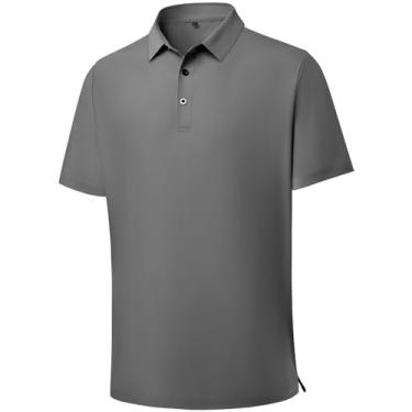 Imagem de DEOLAX Camisa polo masculina impecável desempenho absorção de umidade camisa polo casual sensação legal para homens, Hs0001-cinza, M