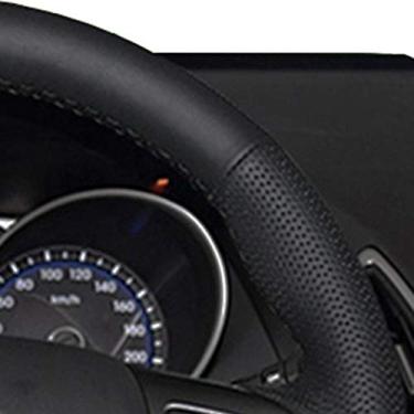 Imagem de DYBANP Capa de volante, para Hyundai ix35 Tucson 2011-2015, capa de volante de couro preto costurada à mão DIY