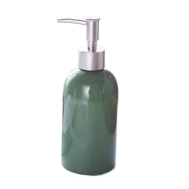 Imagem de Dispensadores Dispensador de sabão 400ml/13.5oz bomba de sabão líquido dispensador de loção cerâmica para loções e óleos essenciais 2.7x7.8in Banheiro(Color:Green)