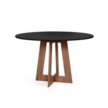 Imagem de Mesa De Jantar Redonda 6 Lugares 120cm Montreal Preto/noronha - Straub Web