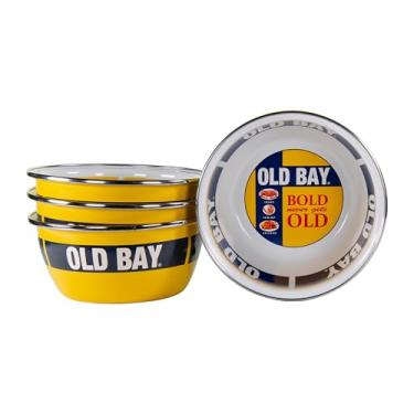 Imagem de Golden Rabbit Enamelware - Padrão Old Bay - Conjunto de 4-3 tigelas de salada