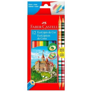 Imagem de Lápis de cor 10 cores +2 bicolor arte desenho faber castell