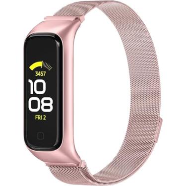 Imagem de Pulseiras NSmart em aço e nylon compativeis com Galaxy Fit2 SM-R220 (R220, Rose Pink)