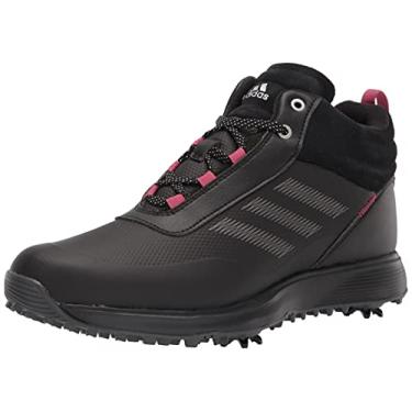 Imagem de adidas Sapatos de golfe femininos S2g de poliéster reciclado cano médio, Núcleo Preto/Prata Escuro/Rosa Selvagem, 7.5