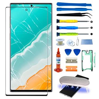 Imagem de Agzssl Kit de reparo de vidro frontal para Samsung Galaxy Note 10 Plus de 6,8 polegadas, vidro de tela externa inclui adesivo de moldura à prova d'água, cola de reparo e ferramenta de lâmpada (sem digitalizador, sem LCD)