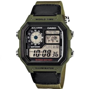 Imagem de Relógio Masculino Digital Casio Multifunção AE1200WHB3BVDF - Verde