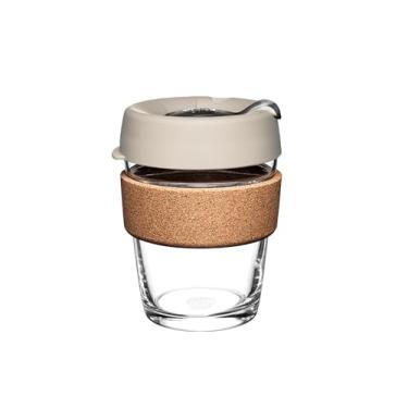 Imagem de KeepCup Copo de café de vidro temperado reutilizável | Caneca de viagem com tampa à prova de derramamento, faixa de cortiça para cerveja, leve, livre de BPA | Médio | 355 ml | Filtro