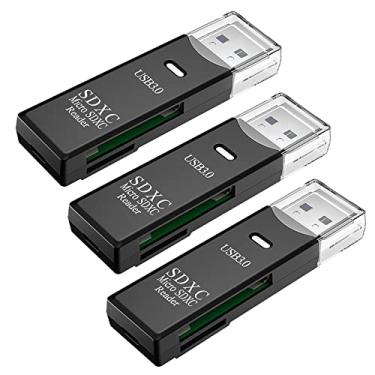 Imagem de Leitor de cartão SD USB 3.0 para PC, pacote com 3 cartões micro SD para adaptador USB, leitor de cartão para câmera, leitor de cartão de memória, leitor de cartão Wansurs para laptop (USB 3.0 preto,