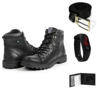 Imagem de Bota Masculina Coturno Cadarço + Carteira + Cinto + Relógio-Masculino