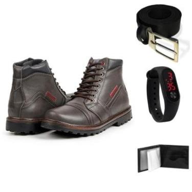 Imagem de Bota Masculina Coturno + Relógio Digital + Cinto + Carteira-Masculino