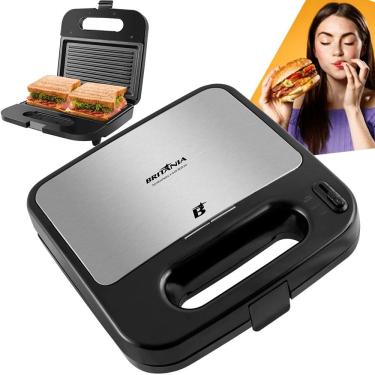Imagem de Sanduicheira Grill Elétrica Britânia Antiaderente BGR20 1500W Grelha hambúrgueres carnes peixes vegetais