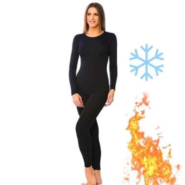 Imagem de Conjunto Segunda Pele Feminino Termica Forrada Camisa e Calça Flanelad