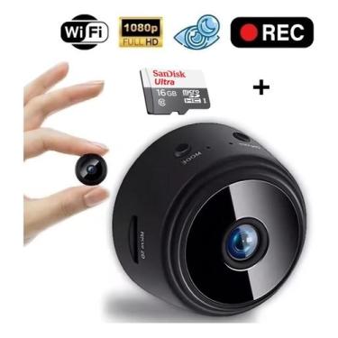Imagem de Mini Câmera De Segurança Ip Wifi Ultra Hd Filma Grava S/ FIO + Cartão 