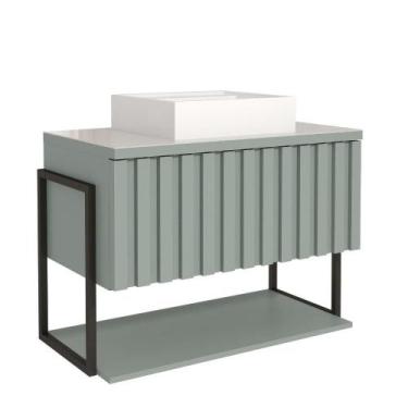 Imagem de Gabinete Para Banheiro 80Cm 100% Mdf Metalon 20X20 1 Porta Basculante 