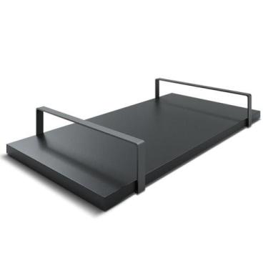 Imagem de Bandeja Decorativa 25x50cm Borda Infinita Alça Preta - Lubrano