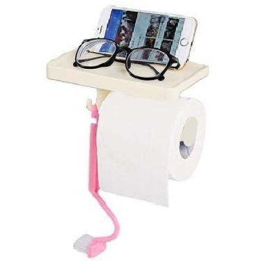 Imagem de Suporte Porta Papel Higienico Adesivo Gancho Suporte Celular - Fx