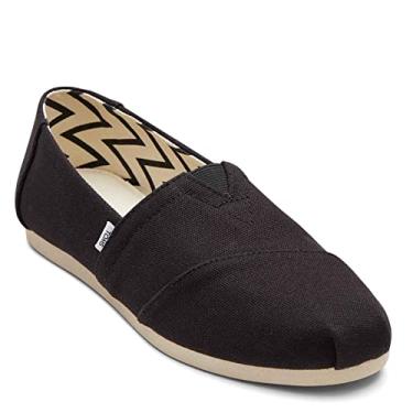 Imagem de TOMS Tênis feminino Alpargata Slip-On, Lona de algodão reciclado larga preta, 11 Wide