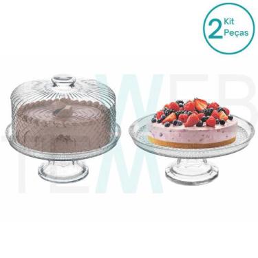 Imagem de Conjunto Boleira e Suporte para Bolo com Pé Vidro Bico de Jaca Vitazza
