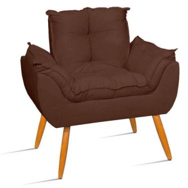 Imagem de Poltrona Decorativa Opala Pés Palito para Quarto Suede Marrom - Will D