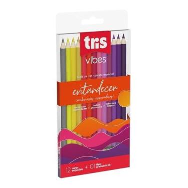 Imagem de Lápis de Cor Tris Vibes Entardecer 12 Cores + Lapis Graduado