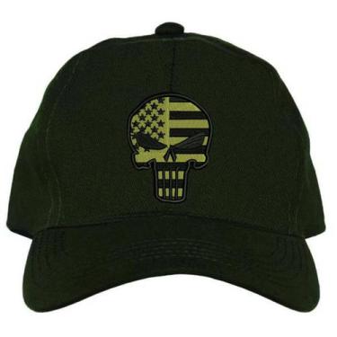 Imagem de Boné Kaluapa Punisher Bandeira Americana, Unissex, Verde oliva, Único