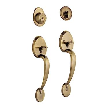 Imagem de Truper 43027 / CEP-21JJ - Latão antigo, puxadores duplos com polegar e fechadura com botão de virar