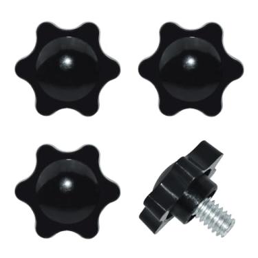 Imagem de Aifeier ET 4 maçanetas estrelas, 1/10.2 cm-50.8 x 0.8 cm Pino rosqueado preto plástico hexagonal puxador de aperto