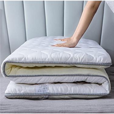 Imagem de Diumy Colchão dobrável, cor lisa, tatami, japonês, colchão, colchão, colchão de futon, macio, espesso, multifuncional, para sala de estar, estudante, dormitório, branco, 150 x 200 cm