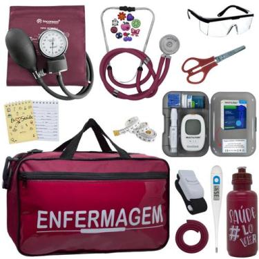Imagem de Kit Enfermagem Aparelho Pressao Medidor Glicose Esteto Multi Incoterm,