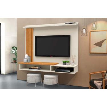 Imagem de Painel Para TV até 52 Polegadas Intense Ripado com Prateleira Off Whit