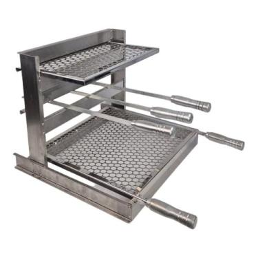 Imagem de Grill Churrasqueira Pré Moldada Suporte Inox 50x45 3 Espetos - Churras