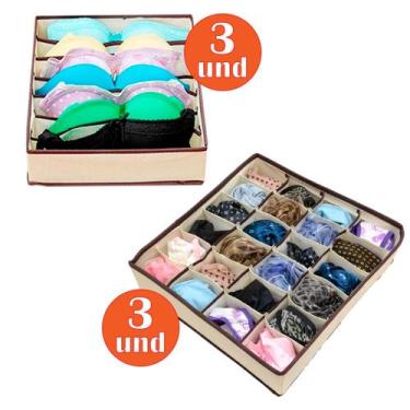 Imagem de Kit 6 Organizador - 3 Calcinha c 24 + 3 Sutiã c 6 - Clink