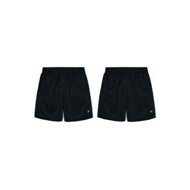 Imagem de Kit 2 Bermudas Esportivas Masculinas - Hering, P, Preto