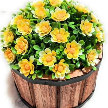 Imagem de Cachepot de Madeira redondo Rústico com Bucho Flor Cores Sortidas - Lé