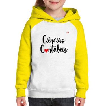 Imagem de Moletom Infantil Ciências Contábeis por amor - Foca na Moda, Branco, A