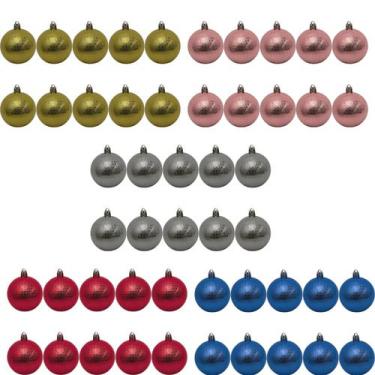 Imagem de Bolinha de Natal Luxo c/ 10 Peças 6cm- Cores Sortidas- Chibrali