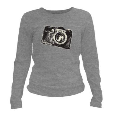 Imagem de Camiseta manga longa feminina - Câmera Fotográfica - DASANTIGAS, Silve