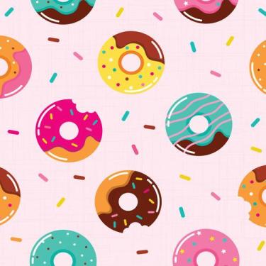 Imagem de Papel de Parede Adesivo Donuts e Confetes Coloridos 57x270cm - Quartin