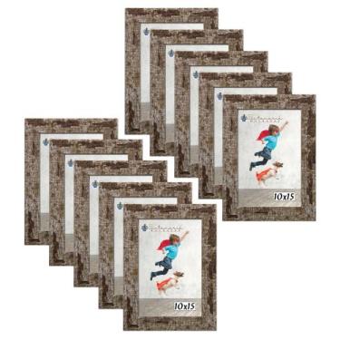 Imagem de Kit 10 Molduras Porta Retrato 10X15 Marrom - Santamaria Molduras