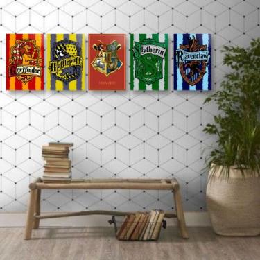 Imagem de Coleção 5 Placas Decorativas Harry Potter - Casas Hogwarts - HARRY POT