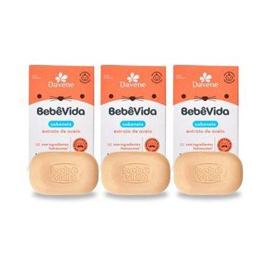 Imagem de Kit 3 Sabonete em barra Infantil Bebê vida -  90g Extrato de Aveia (Ro