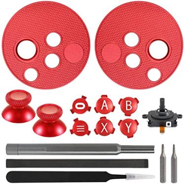 Imagem de VRbrother Metal Left and Right Controller Replacement Keyboard, Mushroom Caps, ABXY Buttons Return Key Function Key, Analog Joystick Replacement (1pcs) for Meta Oculus Quest 2 Accessories (Red)